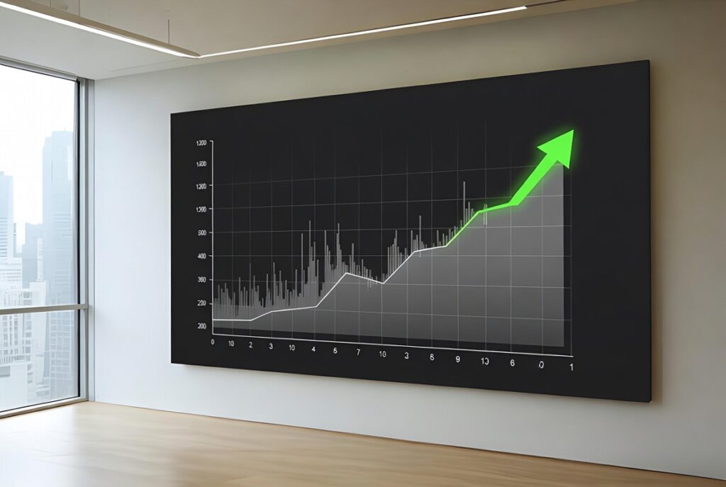 business growth chart showing upward trend after switching to AI automation